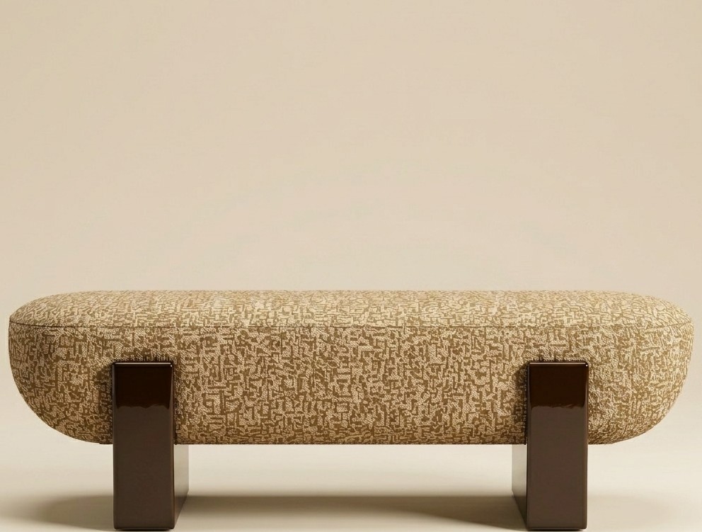 Britto Charette Studio — Upholstered Atelier Bench on Lacquer Legs