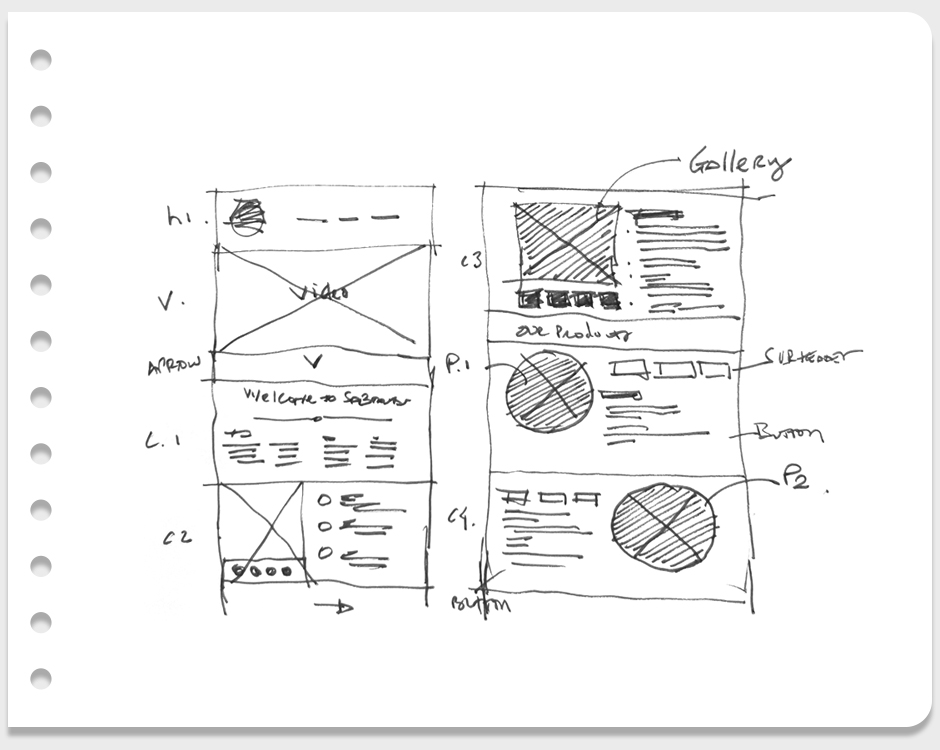 Sabrostar — Video Hero & Products Gallery Concept Sketches